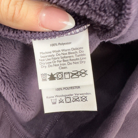 Eddie Bauer Purple Fleece PLUSH Lined Jacket Full Zip Size M Mock Neck Pockets - Picture 8 of 10